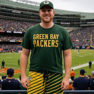 NFL Green Bay Packers Striped Drawstring Swim‎ Surfboard Beach Y2K Shorts Men 38